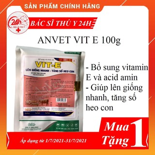 Thuốc thú y ANVET VIT E 100g Bổ sung vitamin E và acid amin giúp lên giống nhanh, tăng số heo con