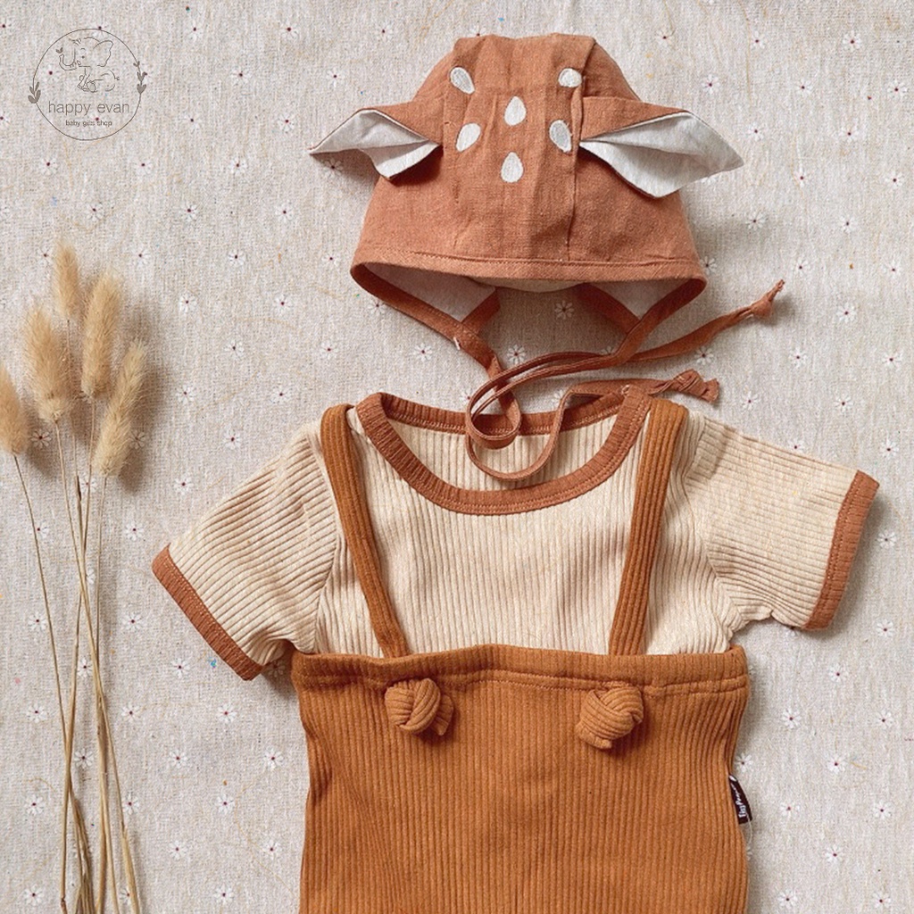 [Freeship] [Auth Tiny People] Bodysuit body chip ngắn tay, cotton tăm lạnh mềm mát, co giãn cực tốt, tông màu ấm áp.