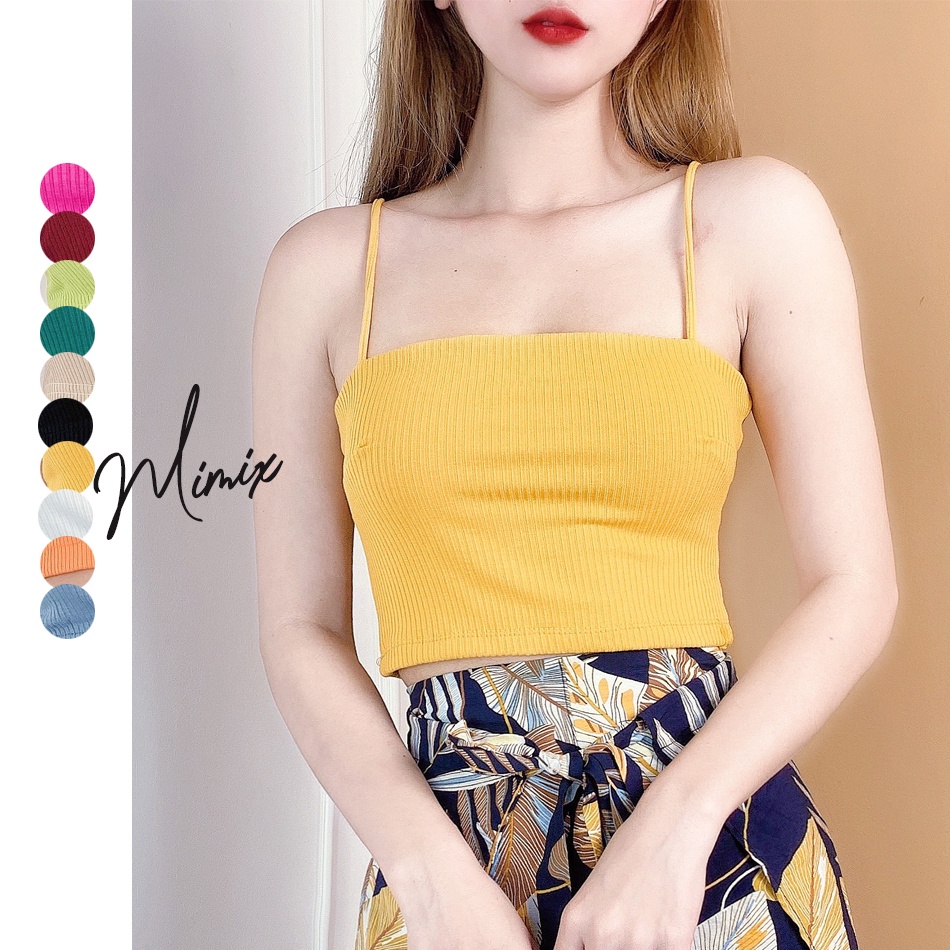 Áo croptop 2 dây bảng nhỏ co giãn MIMIX CA0075