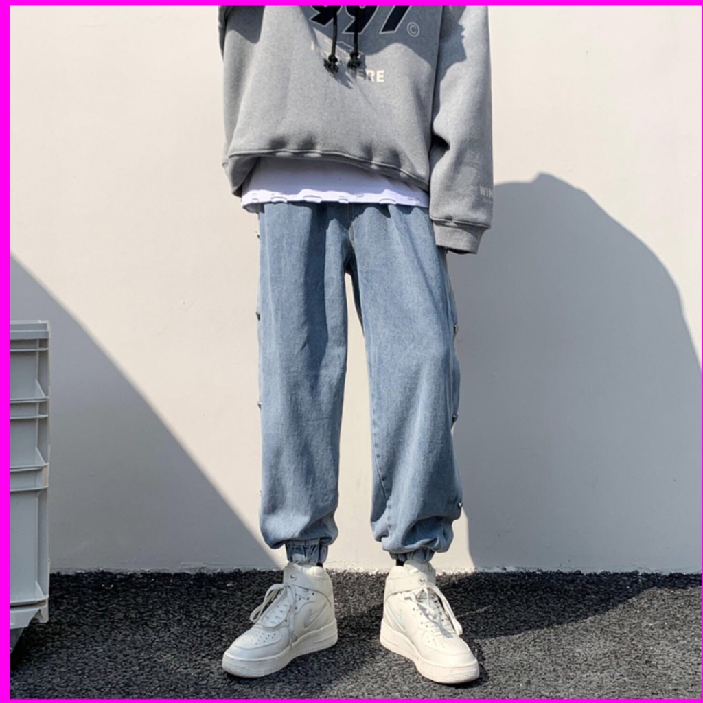 Quần Jogger nam phá cách vải jean cực đẹp phong cách Hồng Kông 2021 [ ảnh thật ]