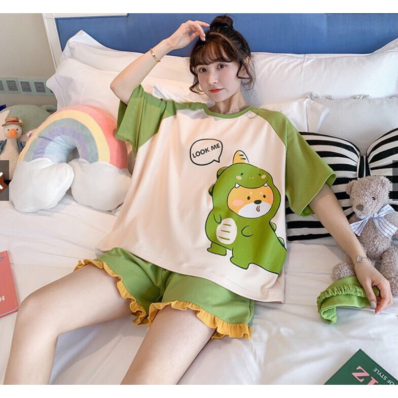 Bộ đồ nữ mặc nhà quần đùi cáo cộc tay hoạt hình cực kì đáng yêu cute - 𝐁𝐋𝟓𝟕