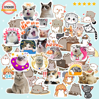 Sticker Mèo cute dán mũ bảo hiểm, dán laptop, điện thoại, đàn guitar, vali, xe máy, ván trượt