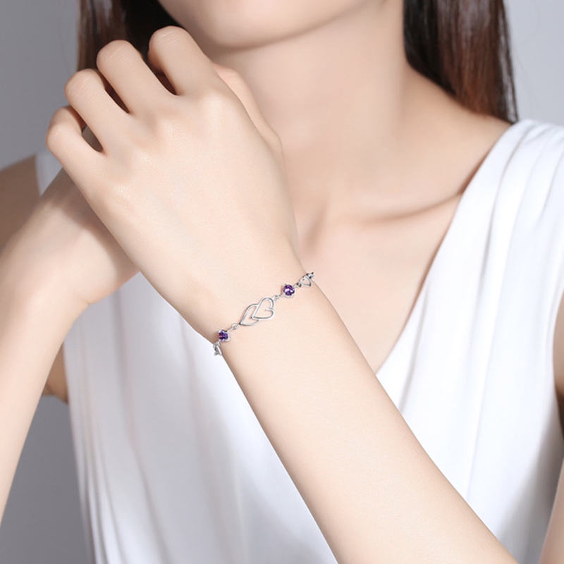 Vòng tay bạc mạ lắc tay cỏ 4 lá nữ xinh xắn đính đá pha lê lấp lánh thời trang thanh lịch | BigBuy360 - bigbuy360.vn