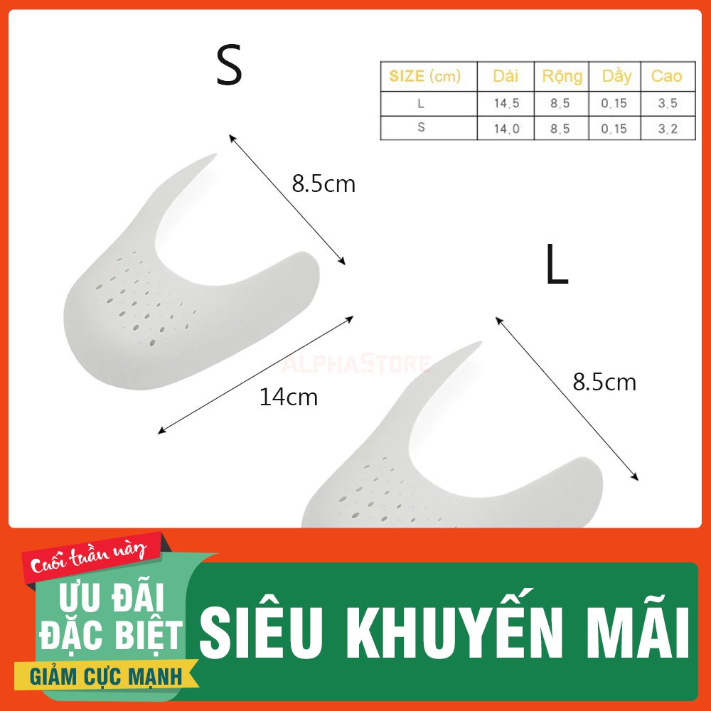 Bộ Lót Bảo Vệ Mũi Giày Shoe Shield (Loại 1, Nhựa Mềm) - Miếng Độn Chống Nhăn, Giữ Dáng Mũi Giầy Thể Thao Sneaker Shield