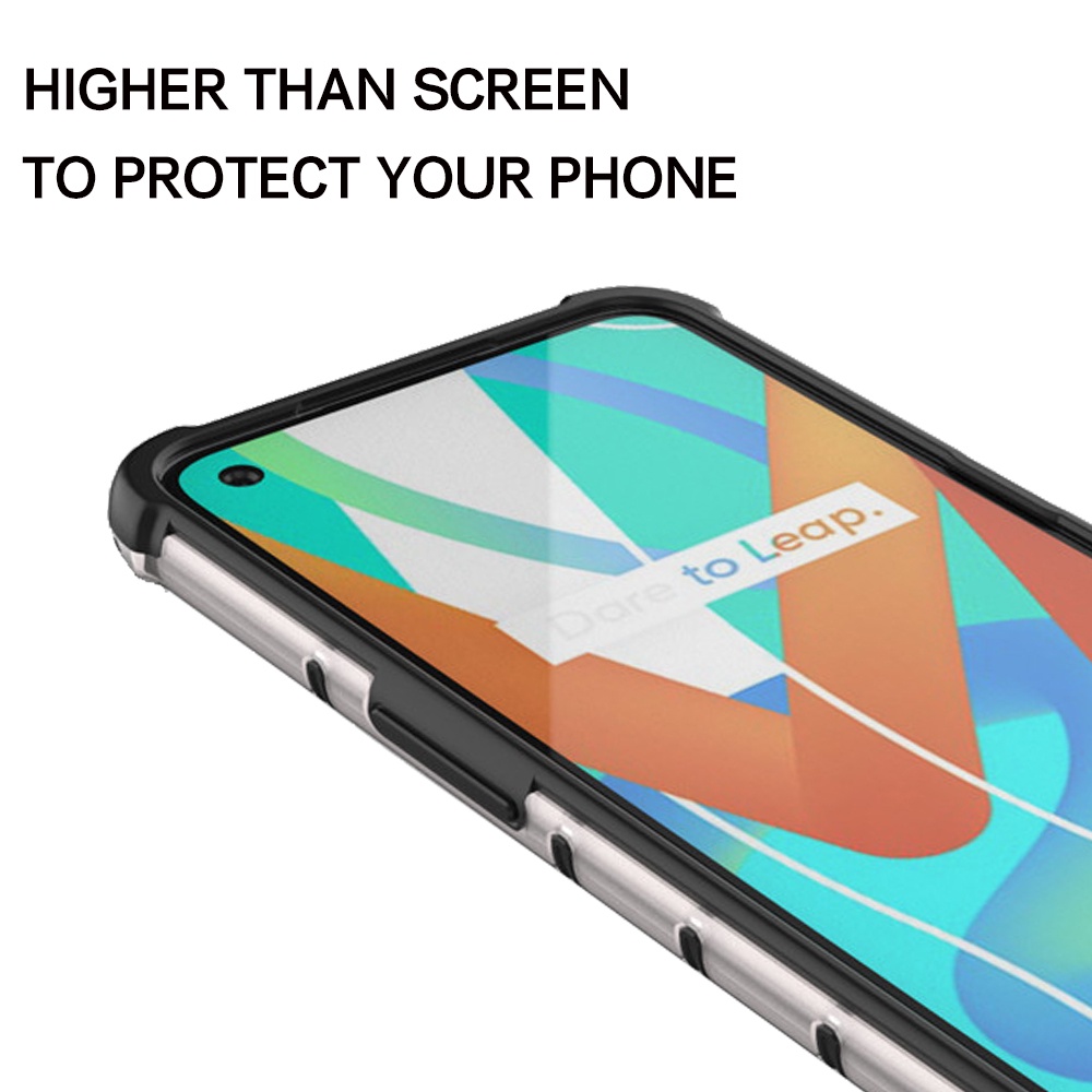 Ốp Điện Thoại Nhựa Cứng Trong Suốt Chống Sốc Họa Tiết Tổ Ong Cho Realme 7 6 5 Pro 7i 6i 6S 5s
