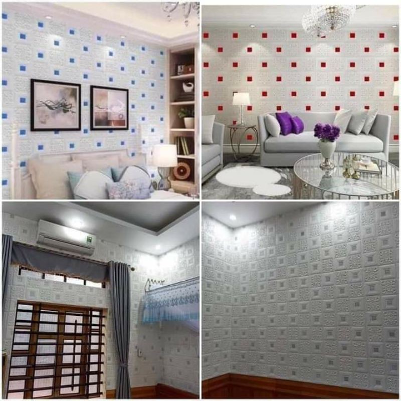 XỐP DÁN TƯỜNG GIẢ DA ĐÍNH NHŨ. KÍCH THƯỚC 70CM X 35CM
