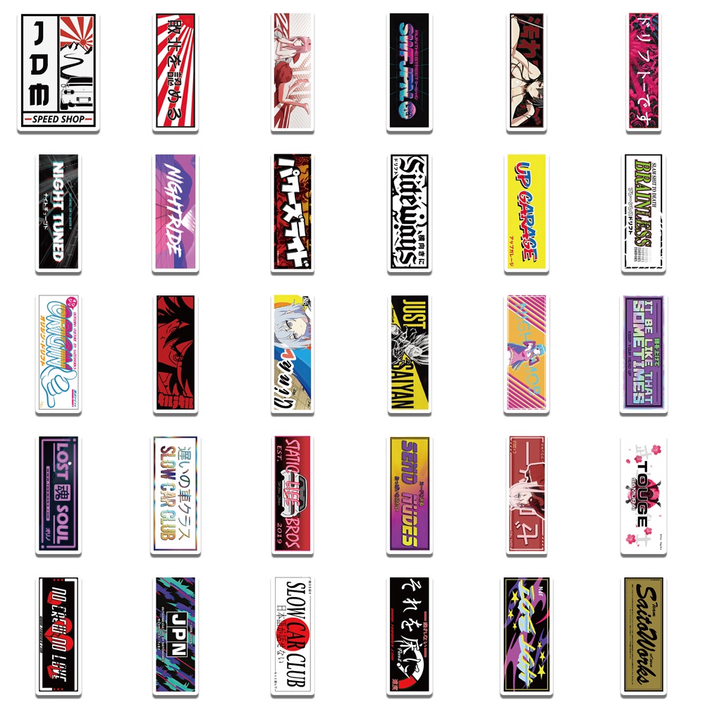 Bộ 66/ Đề Can Hình Anime Nhật Bản JDM Racing Car Trang Trí Laptop Xe Máy Xe Hơi Chống Thấm Nước