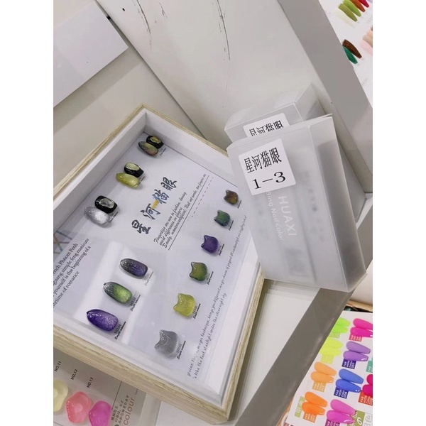 sơn gel mắt mèo kim cương huaxi set 6 màu