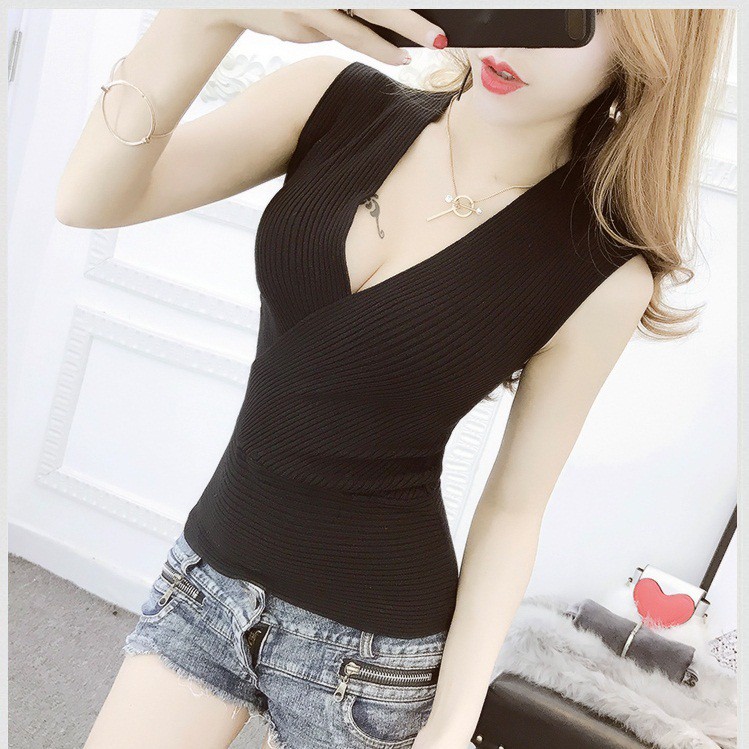 Hàng Nhập : ÁO CỔ TIM CHÉO, KHÔNG TAY – AK 020 | BigBuy360 - bigbuy360.vn