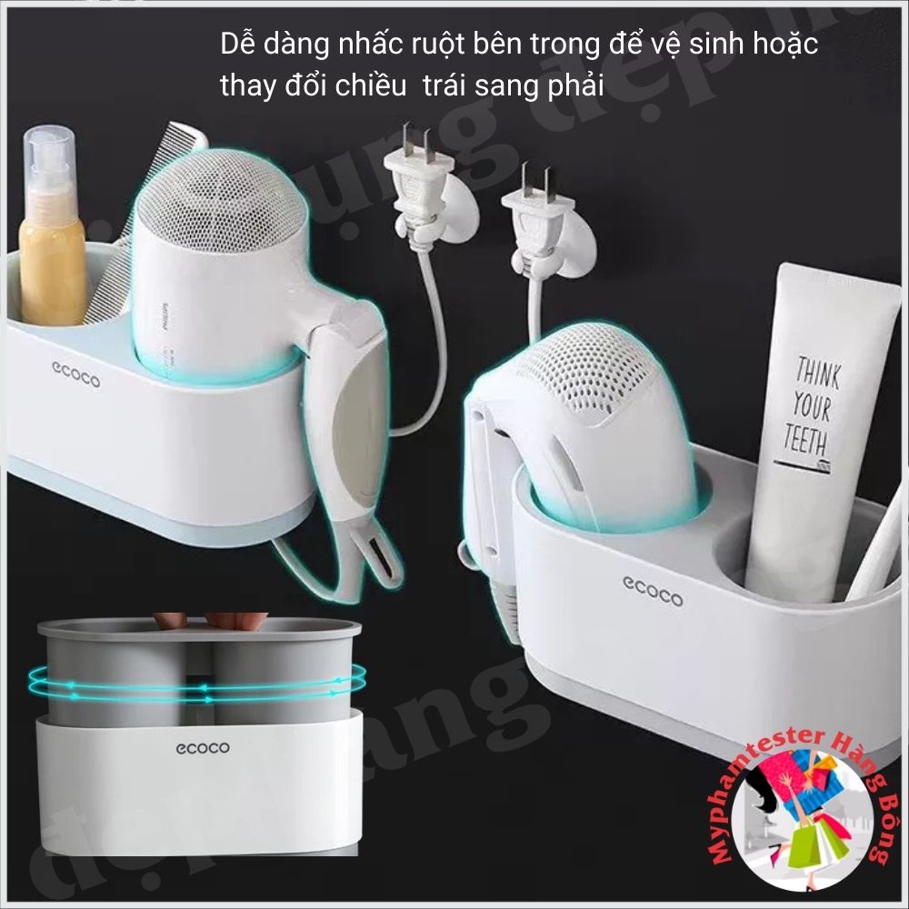 Giá cài máy sấy, giá để đồ nhà tắm dán tường siêu chắc Ecoco mã 1811