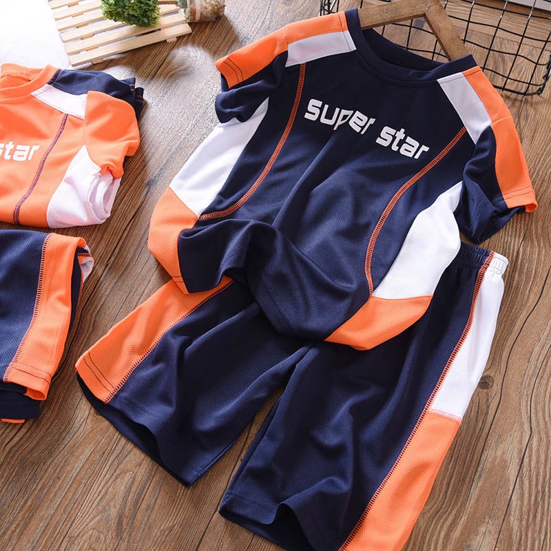 Bộ đồ thể thao bé trai ngắn tây mùa hè,Set Áo Thun Tay Ngắn + Quần Short Cho Bé Trai
