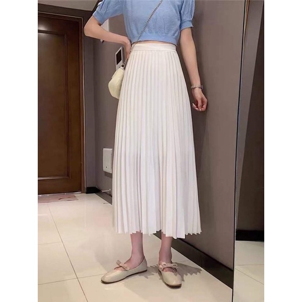 Chân váy xếp ly dài, hàng thiết kế 2 lớp