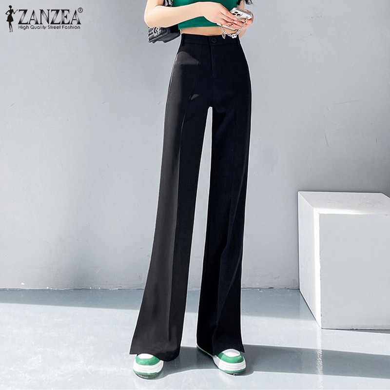 Quần dài ZANZEA xẻ tà phong cách Hàn Quốc trẻ trung tùy chọn màu sắc dành cho nữ