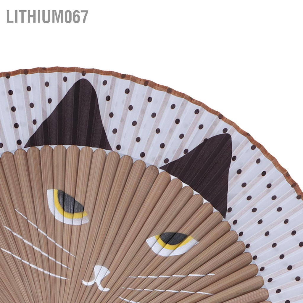 Lithium067 Quạt gấp Mẫu mèo Thanh lịch Phong cách Nhật Bản Công cụ làm mát cầm tay cho Quà tặng đám cưới