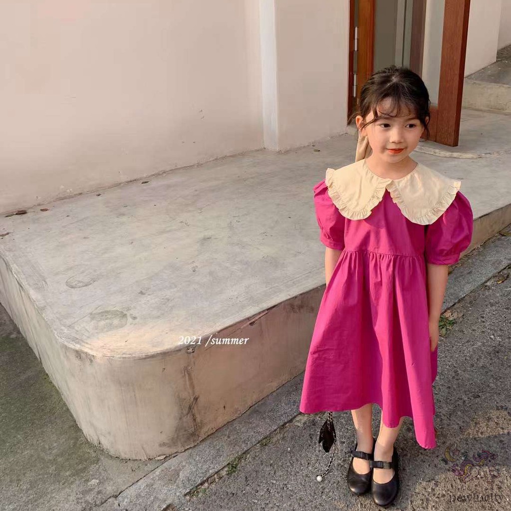 Đầm Tay Ngắn Kiểu Hàn Quốc Thiết Kế Xinh Xắn Cho Bé Gái