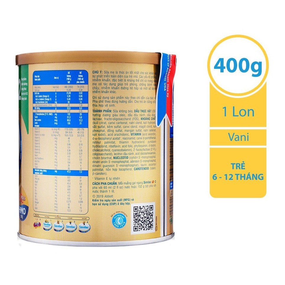 Sữa bột Abbott Similac IQ HMO 2 400g_Duchuymilk