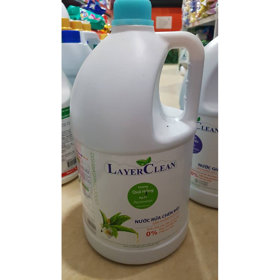 Can nước rửa bát hữu cơ Layer Clean 5 lít hương quế / hương quýt / hương quả hồng