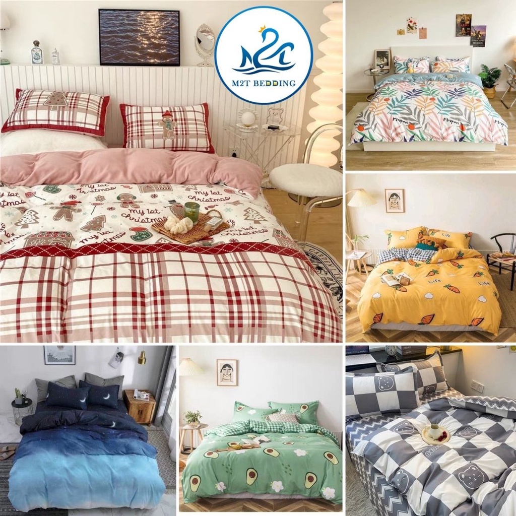 Bộ drap giường Cotton Poly M2T bedding Đáng yêu, drap ga giường, vỏ ga và 2 vỏ gối