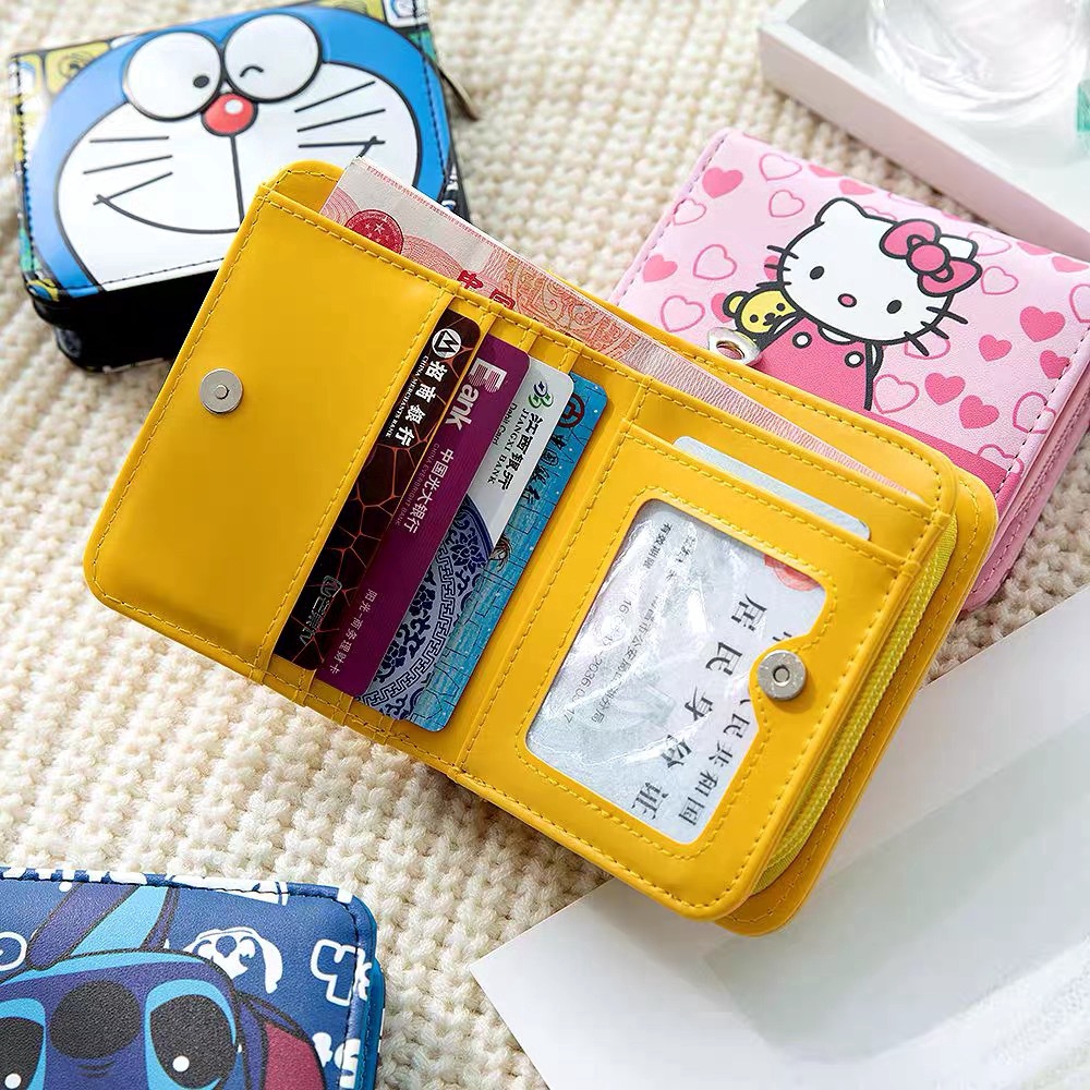 ví da nam nữ ,hello kitty Doraemon SpongeBob stitch ví nữ dài ngắn mini đẹp cao cấp#2003