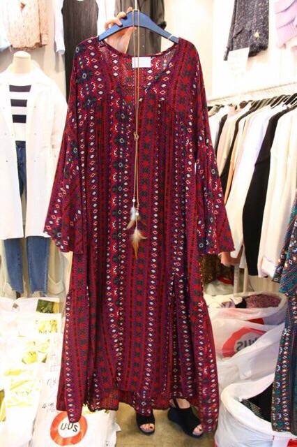 [ẢNH THẬT] Váy boho tặng kèm belt hoạ tiết thổ cẩm xẻ tà chất mát | BigBuy360 - bigbuy360.vn