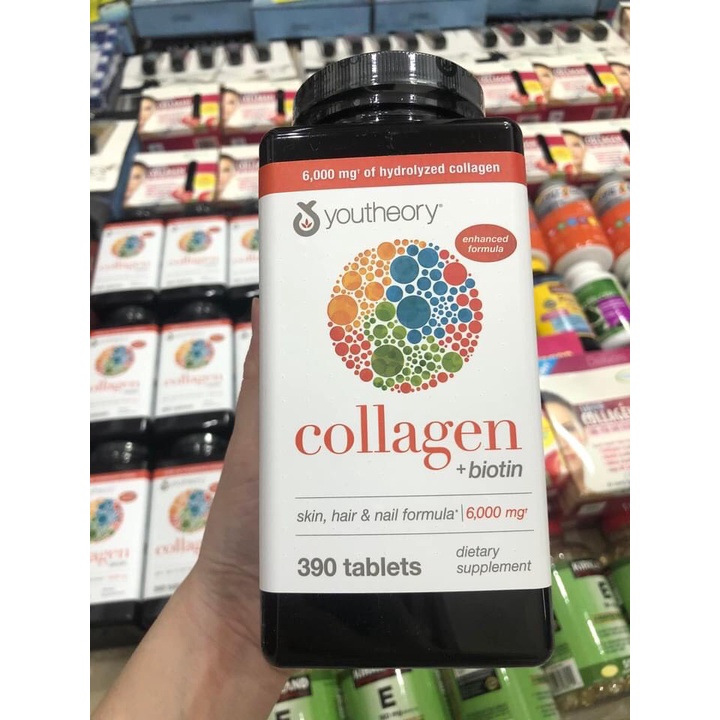 Viên uống đẹp da Collagen Youtheory 390 viên của Mỹ chống nhăn, ngăn ngừa lão hoá da