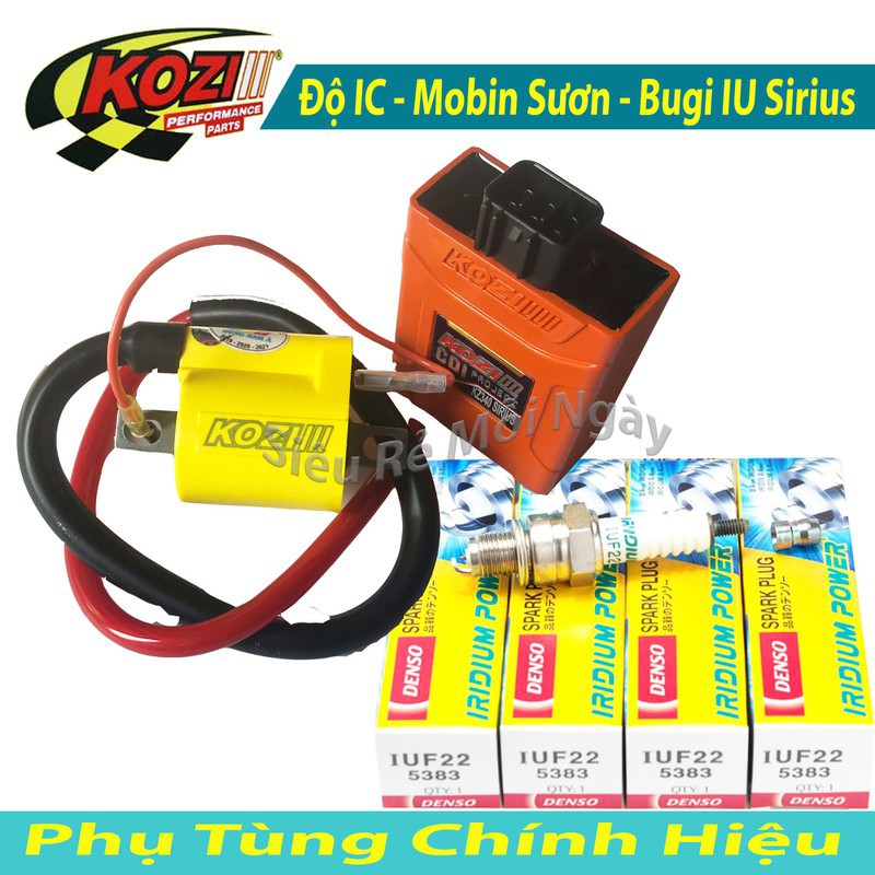 [ECU] Combo Kozi Full Lửa IC Mobin Bugi Iridium IUF22 Denso Độ Sirius 110, Jupiter V