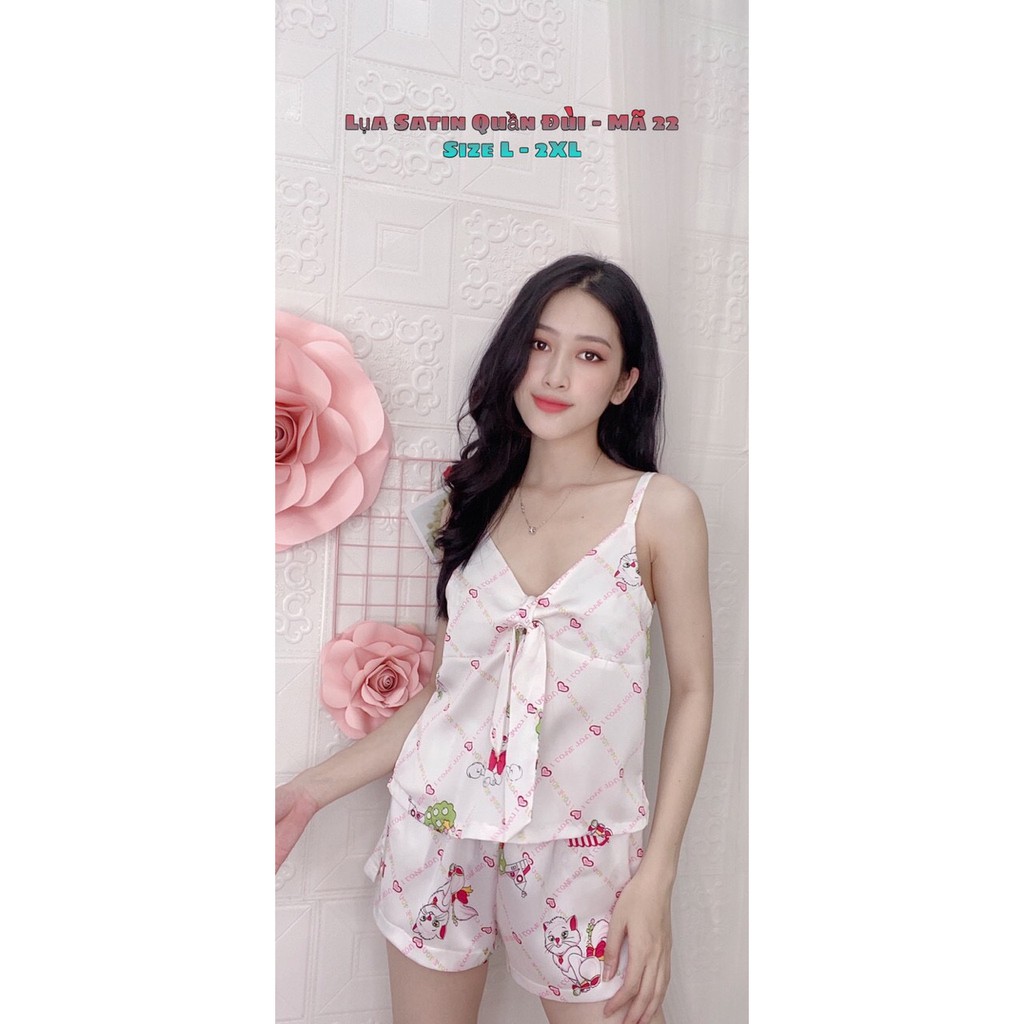 HÀNG CAO CẤP - SET ĐỒ BỘ LỤA SATIN ĐÙI 2 DÂY | BigBuy360 - bigbuy360.vn