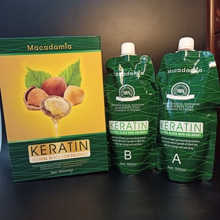Nhuộm đen keratin tinh chất từ trái Macadamia chuyên gia phủ tóc bạc 500ml*2.