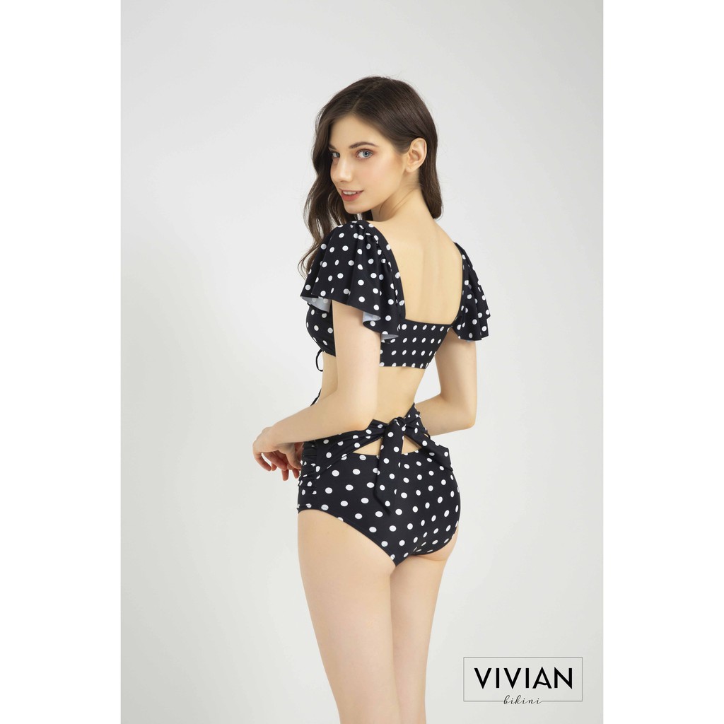 Áo bơi lẻ BIKINI PASSPORT kiểu vai phối bèo - Chấm bi-VS139_DOT