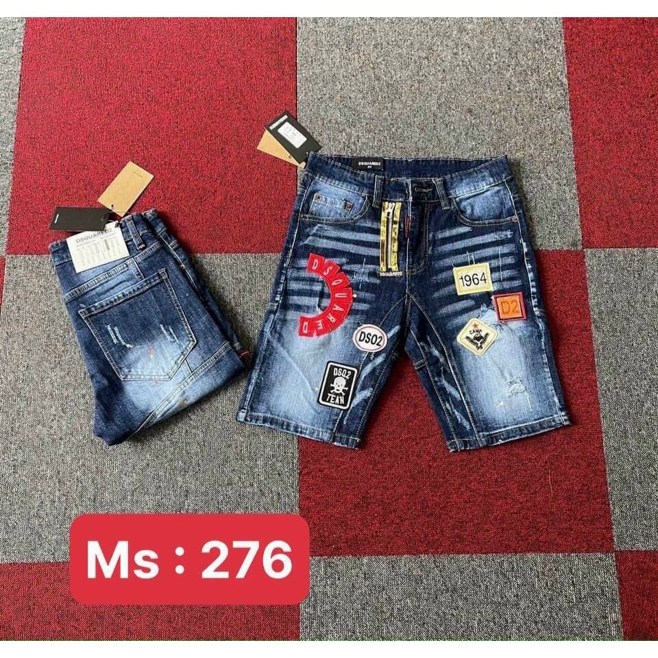 quần short jean nam (( video thật )) xanh thêu logo khóa kéo lệch đẹp vải co giãn thoải mái