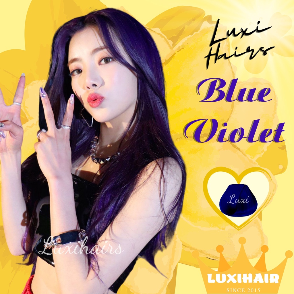 Thuốc Nhuộm Tóc Màu BLUE VIOLET Tặng Kèm Oxi Găng Tay Mũ Trùm Đầu - Luxihair