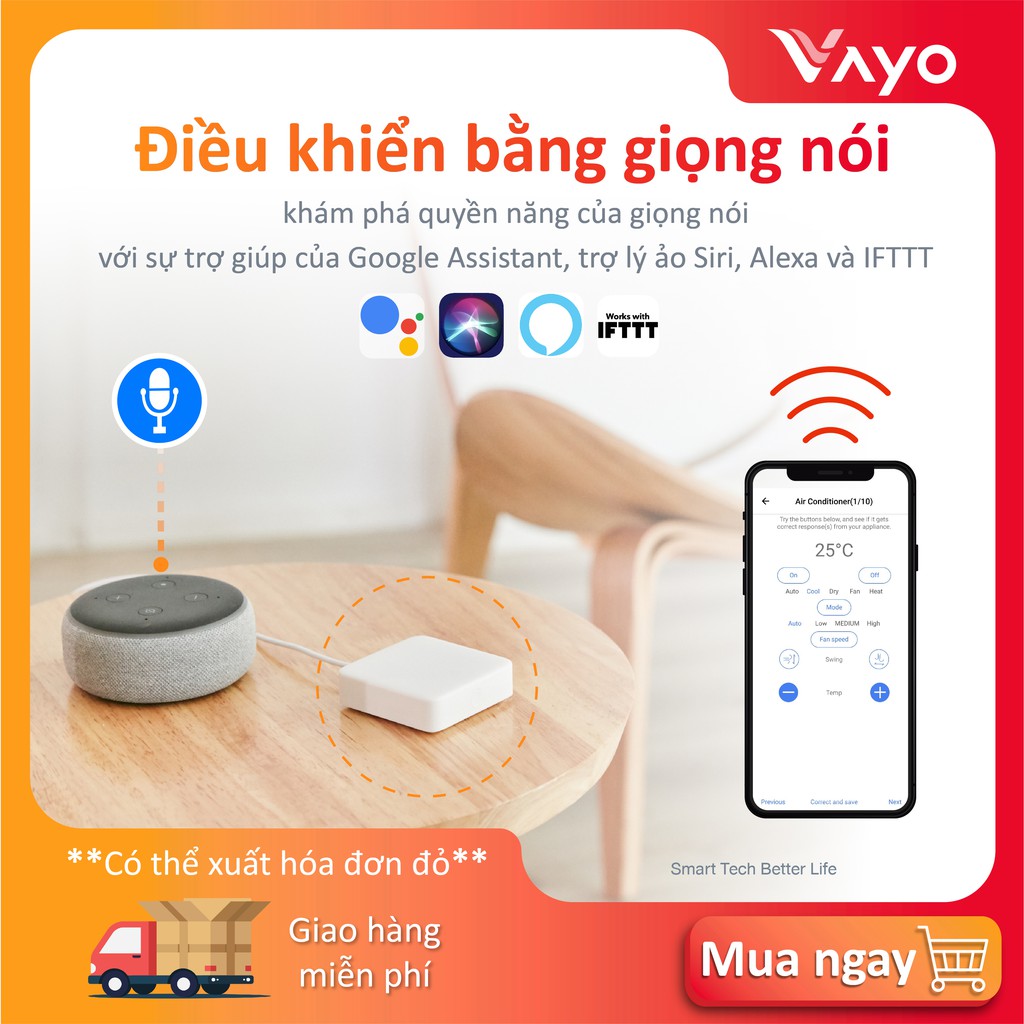 Bộ điều khiển trung tâm thông minh SwitchBot Hub Mini Điều khiển hồng ngoại điều hòa, TV, quạt... liên kết Googlehome