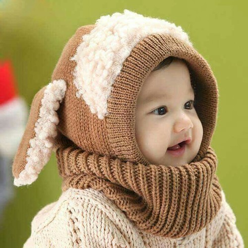 Mũ len tai cừu cho bé liền khăn cực xinh, cực ấm cho bé từ 1-5 tuổi