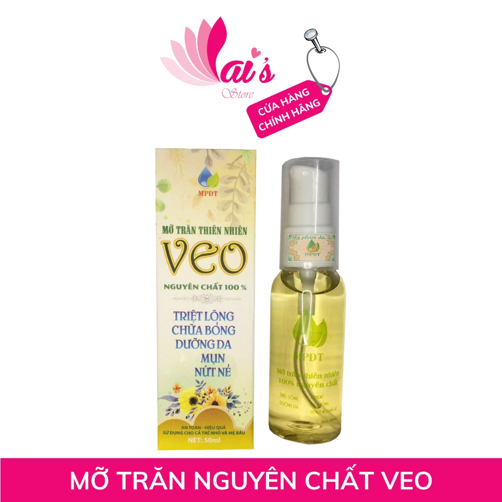 Mỡ Trăn Thiên Nhiên Veo (50ml) Nguyên Chất 100% Triệt Lông Vĩnh Viển, Dịu Vết Bỏng, Côn Trùng Đốt, Nứt Nẻ Chính Hãng