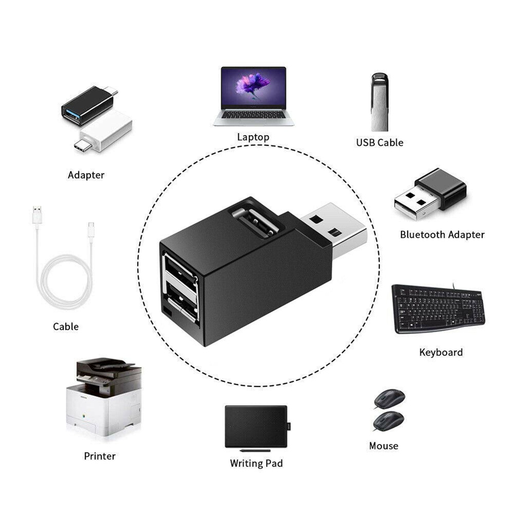 HUB chia 3 cổng USB 2.0 tốc độ cao dành cho Laptop / PC