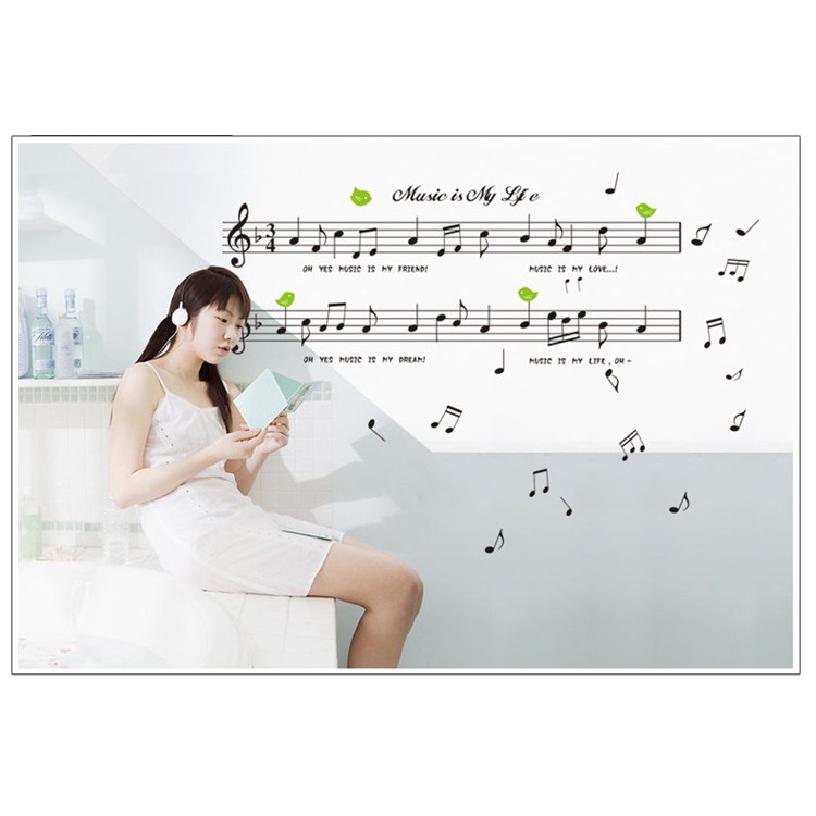 Decal dán trang trí tường Âm nhạc mẫu số 13 AMYSHOP - decan cao cấp có keo sẵn cắt sẵn, bóc dán ngay tại nhà