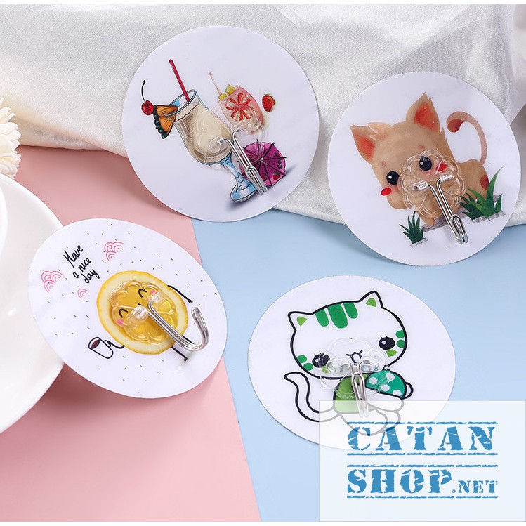 Móc Dán Tường 3D tròn Siêu Dính Chịu Lực Tốt Treo Tường Chắc Chắn 7.5*7.5 cm, cute(giao ngẫu nhiên)GD413-MOC3DTron