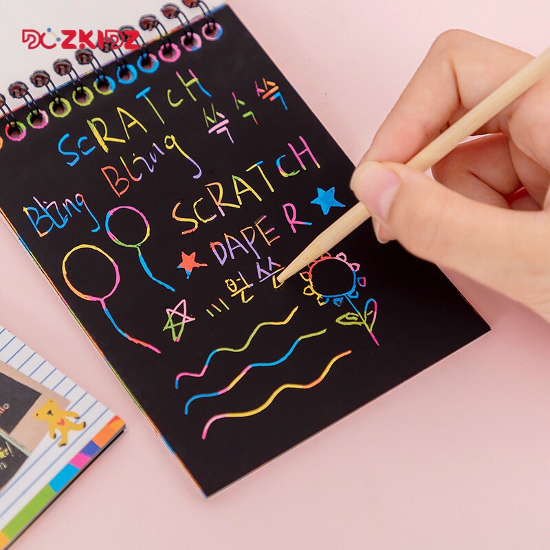 Đồ chơi mỹ thuật - Sổ vẽ ma thuật Scratch note 10 tờ - DOZKIDZ