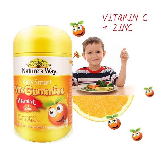 Kẹo Dẻo Cho Bé Nature's.Way Kids Smart Vita Gummies Multi Vitamin for Fussy Eaters Kích Thích Ăn Ngon 60 Viên