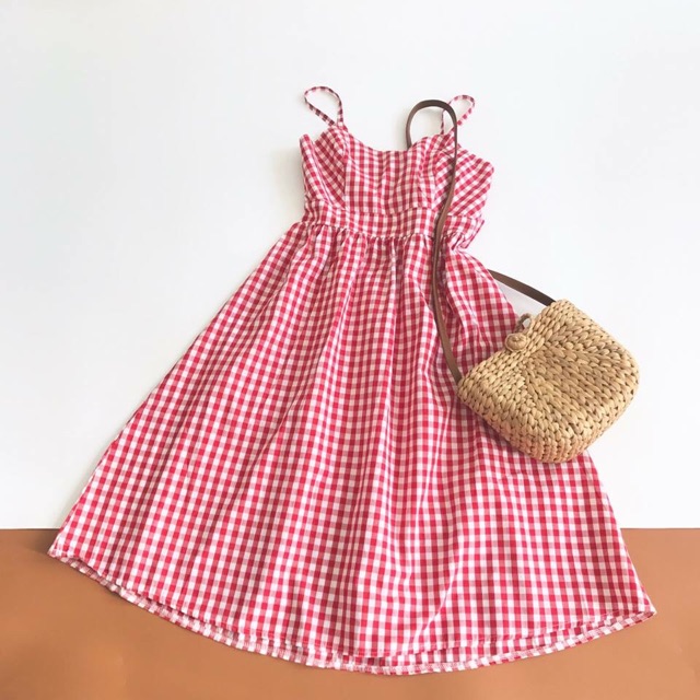 Đầm maxi caro đỏ | BigBuy360 - bigbuy360.vn