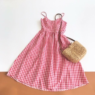 Đầm maxi caro đỏ