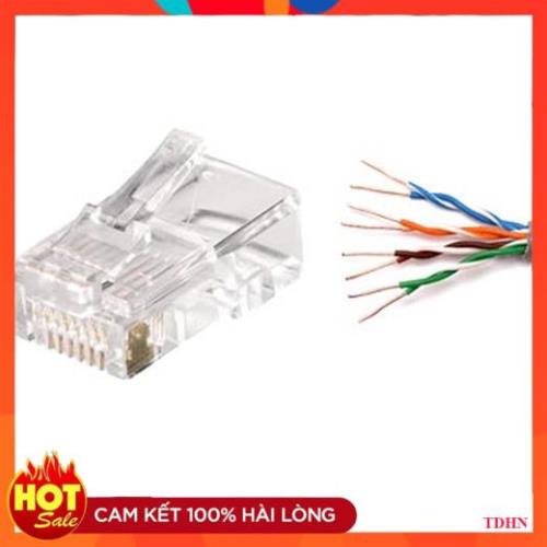 Hộp 100 Hạt đầu bấm dây mạng Amp RJ45 chất lượng hạt tốt