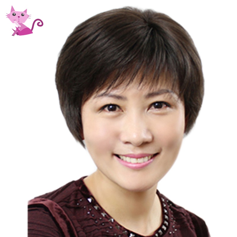 Bộ tóc giả ngắn phồng thanh lịch thời trang dành cho phụ nữ trung niên