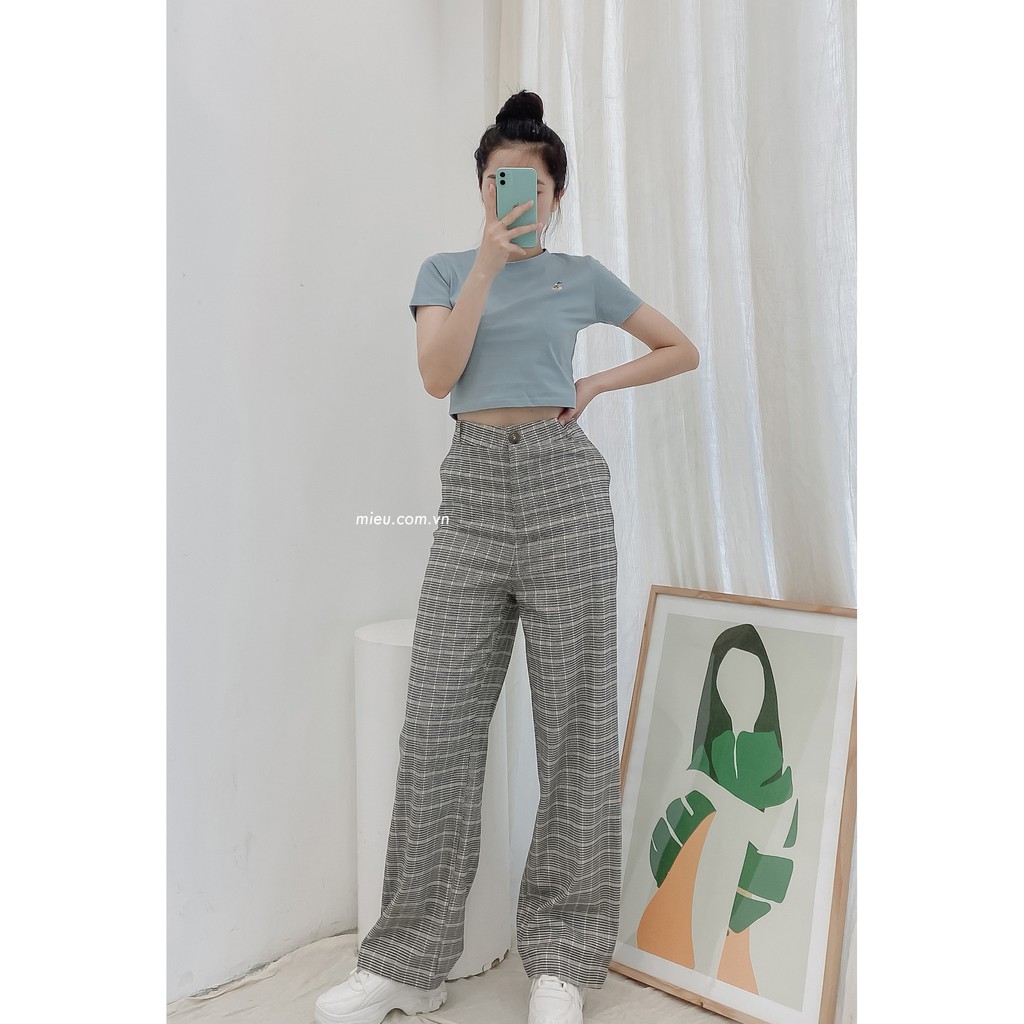 [ Miều ] Quần dài ống rộng họa tiết caro Caro Long Pant