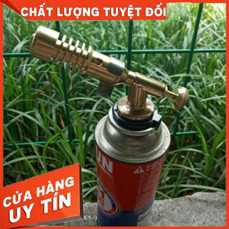 Combo đèn khò ga mini đồng nguyên chất 100% kèm 2 lon du lich