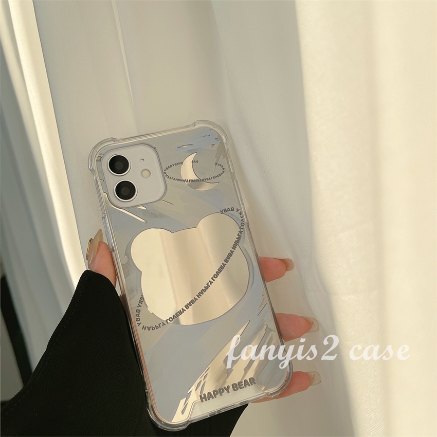 Ốp Điện Thoại Mềm Có Gương Trang Điểm Hình Gấu Cho iPhone 13 12 11 Pro Max XS Max XR X 8 7 Plus SE 2020