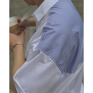 Sơ Mi Ngắn Tay Phối Kẻ Xanh