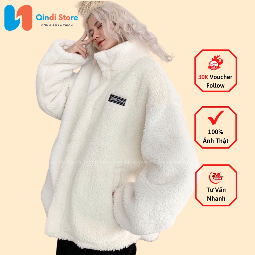 [Có Video +Ảnh Thật] Áo Khoác Lông Trắng Logo ONS Qindi Store MS 612 | BigBuy360 - bigbuy360.vn