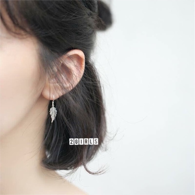 Bông tai bạc ý 30% hàn quốc hình ngôi sao lá mèo dây dài
