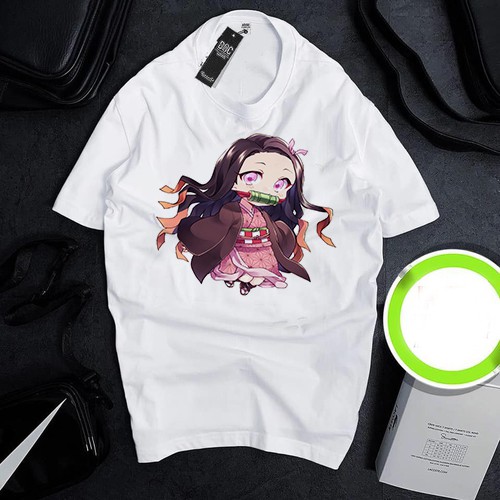 Áo thun Cotton Unisex - Nhân vật Kamado Nezuko - Kimetsu no Yaiba - Chibi - Nezuko tung tăng